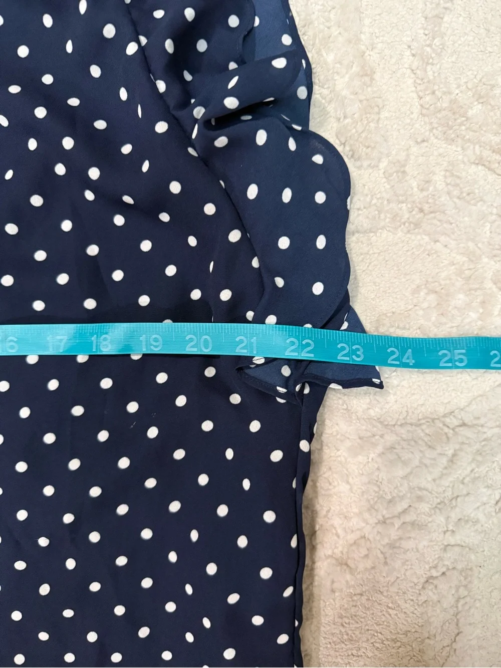 J.Crew Navy White Polka‎ Dot Ruffle Dress XL Mini Shift Flutter Sleeve